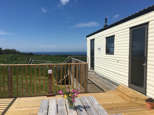 Caravan decking with sea view